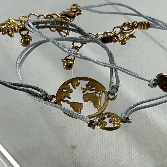 Lot 8 Corded Beaded Bohemian Bracelets Layering Family Cross Heart Tree Shells - Picture 15 of 15